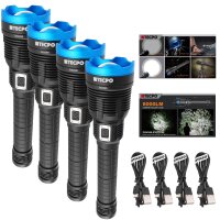 4x TECPO Taschenlampe 8000 Lumen, 6500K, 200m...