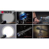 4x TECPO Taschenlampe 8000 Lumen, 6500K, 200m Leuchteweite, Akku Power-Lampe