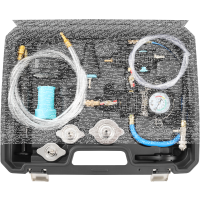 TECPO Kühlsystem Abdrückgerät + TECPO Kühlerfrostschutz Rot, 5 Liter