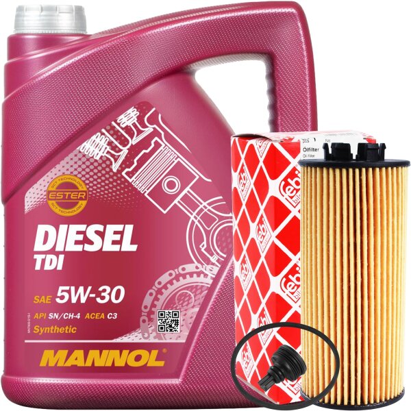 FEBI BILSTEIN Ölfilter + MANNOL Diesel TDI 5W-30, 5 Liter