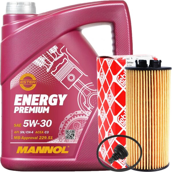 FEBI BILSTEIN Ölfilter + MANNOL Energy Premium 5W-30, 5L
