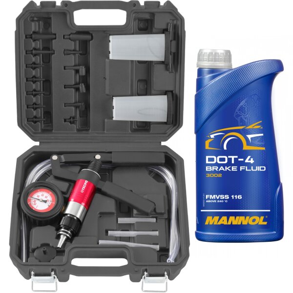 TECPO Vakuumpumpe Druckpumpen Set + Bremsflüssigkeit DOT-4, 1L