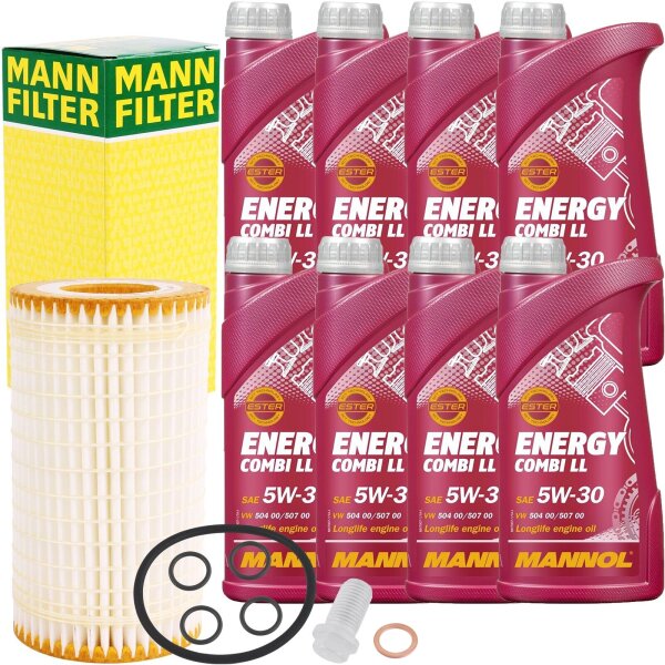 MANN-FILTER Ölfilter + Schraube + 8L MANNOL Energy Combi LL 5W-30