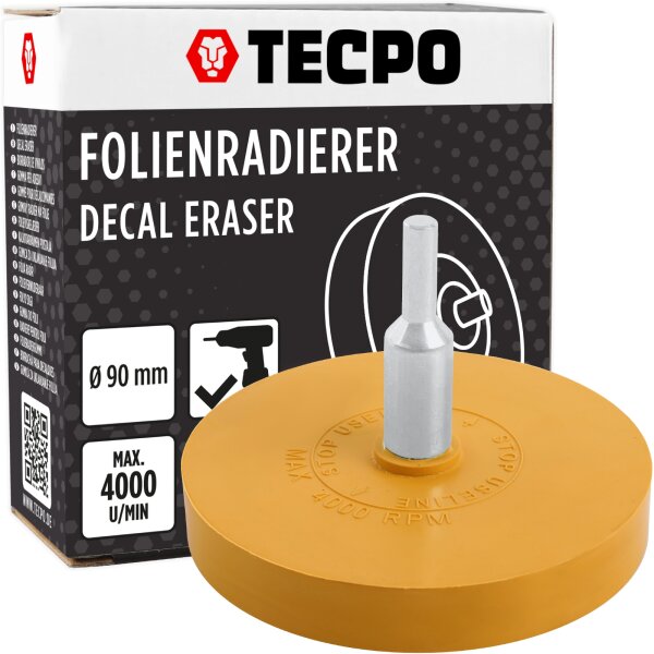 TECPO Folienradierer Etiketten Klebereste Aufkleber Entferner Ø 90 mm