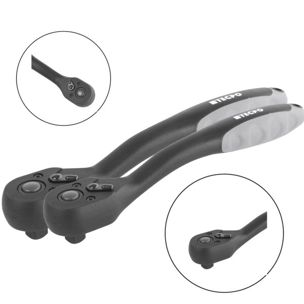 2x TECPO Umschaltknarre 3/8 Zoll 72 Zähne feinverzahnt