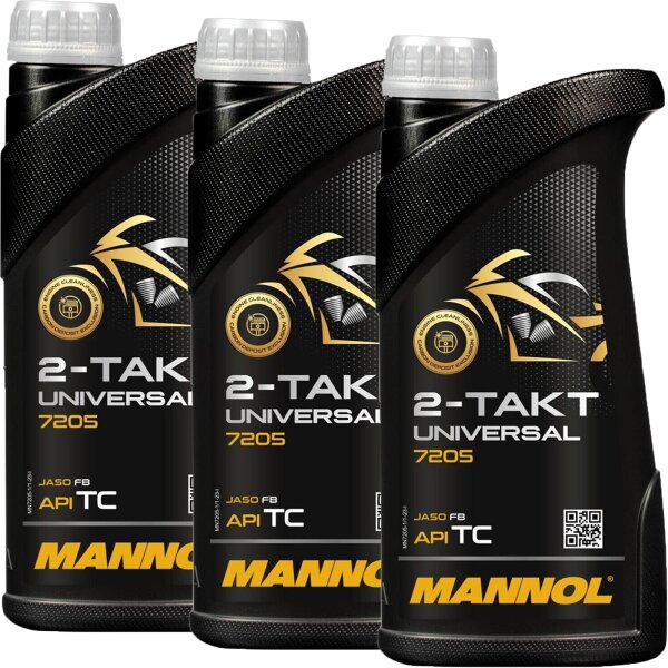 3x MANNOL 2-Takt Universal Motorradöl API TC, 1L
