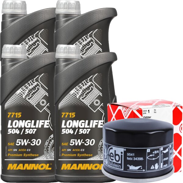 FEBI BILSTEIN Ölfilter + MANNOL 7715 LONGLIFE Motoröl, 4 Liter