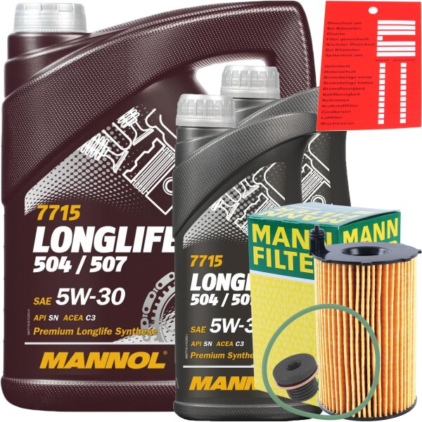 MANN-FILTER Ölfilter + Schraube + MANNOL 504 / 507 5W-30, 7 L