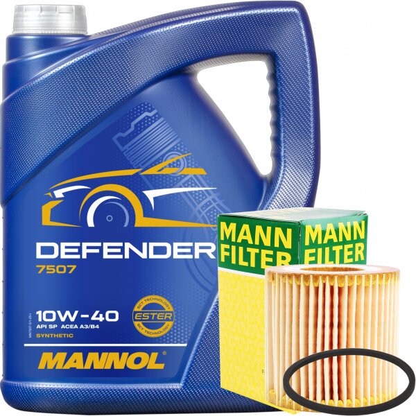 MANN-FILTER Ölfilter + MANNOL Defender 10W-40 Motoröl, 5L