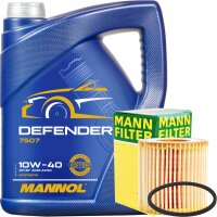 MANN-FILTER Ölfilter + MANNOL Defender 10W-40 Motoröl, 5L