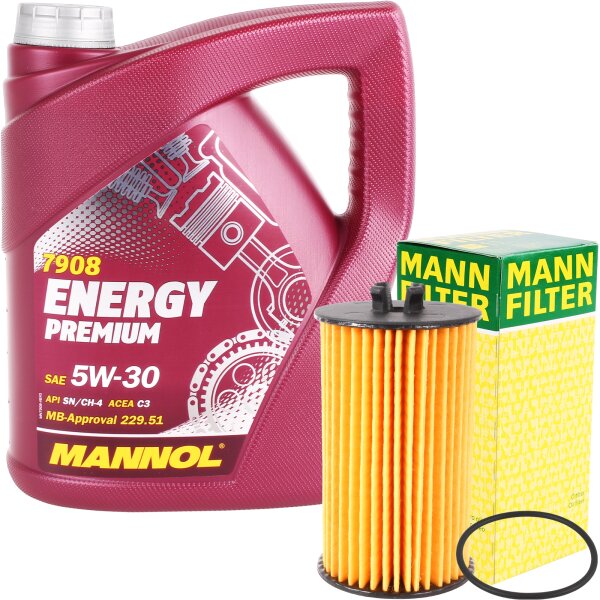 MANN-FILTER Ölfilter + MANNOL MN7908-4 ENERGY PREMIUM 5W-30, 4L