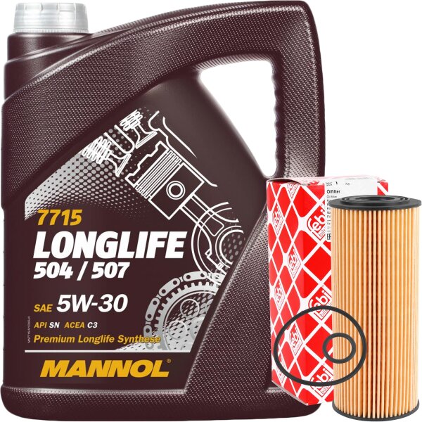 FEBI BILSTEIN Ölfilter + MANNOL Longlife 504 / 507 5W-30, 5L