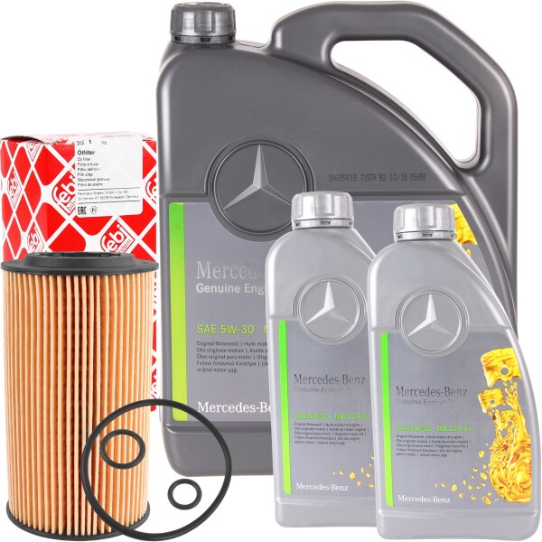 FEBI BILSTEIN Ölfilter+ 5W-30 Mercedes Benz Motoröl MB 229.51, 7 Liter