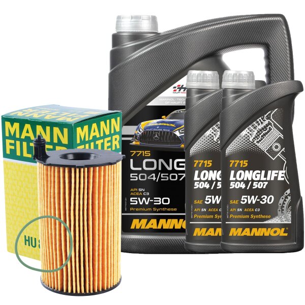 MANN-FILTER Ölfilter + MANNOL 504 / 507 5W-30, 7 L