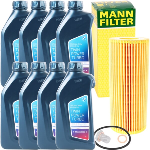 MANN Ölfilter + Schraube + 8L Liter Original BMW 5W-30