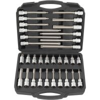 TECPO Steckschlüssel Satz 1/2" Innen Torx 32-tlg. + Umschaltknarre 1/2 Zoll 72 Zähne feinverzahnt, 512 nM