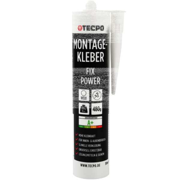 TECPO Universal Montagekleber Ultra FIX Power Baukleber 480g Weiß