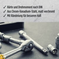 TECPO Torx Steckschlüssel Satz 9-tlg. Außentorx E10-E24 Stecknüsse E-Profil Set 1/2" Zoll Außen Nüsse Steckschlüsseleinsätze