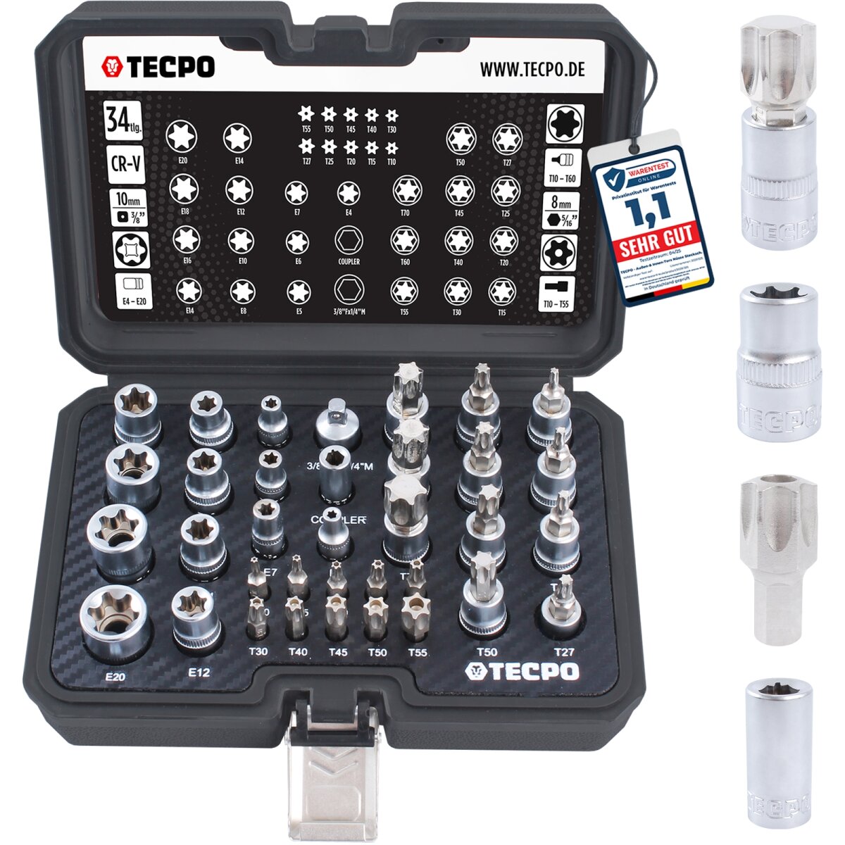 US PRO Innensechskant-Bit-Stecknüsse Set – 3/8 Zoll, 9-teilig (3-10 Mm), 48 Mm Lang, Aus CR-V-Stahl