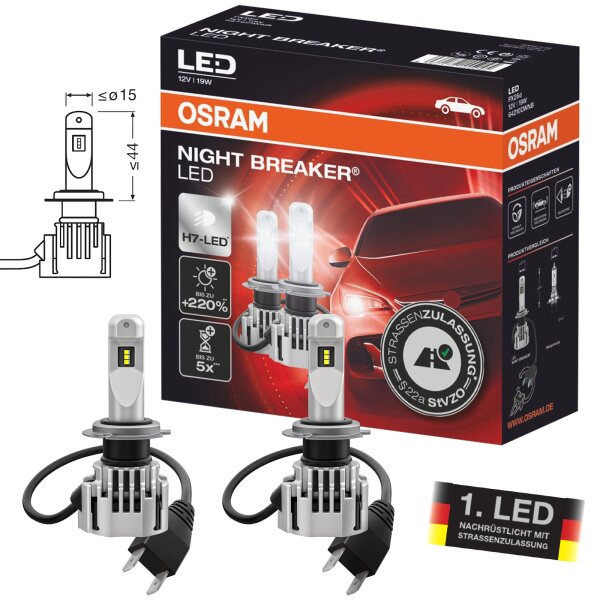 OSRAM H7 NIGHT BREAKER LED StVZO-Konforme LED-Nachrüstlampe +220% mehr Licht