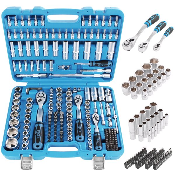 BGS Steckschlüssel-Satz Sechskant | Antrieb 6,3 mm (1/4") / 10 mm (3/8") / 12,5 mm (1/2") | 192-tlg.