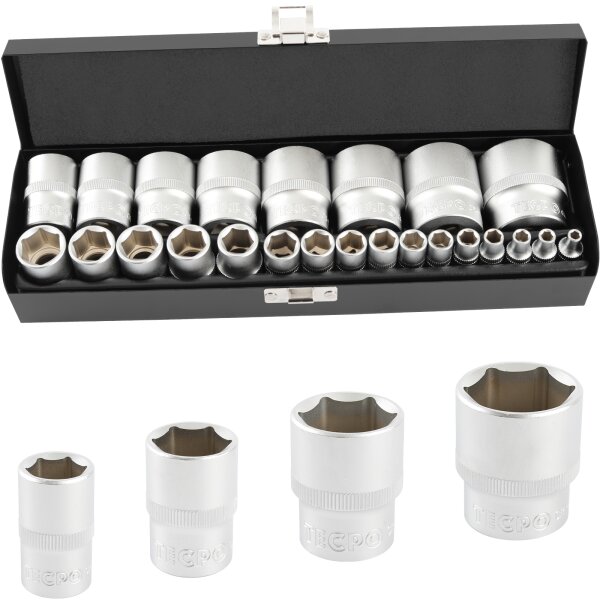 TECPO Steckschlüsselsatz, 24-tlg., 1/4+1/2", zöllig