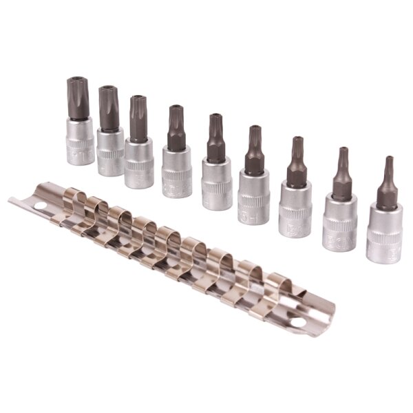 BGS Bit-Einsatz-Set, 6,3 (1/4), T-Profil mit Bohrung, T10 - T50