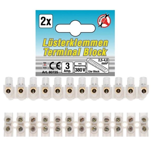 BGS DIY Lüsterklemmen 2,5mm², 2 Stück, 12er Block