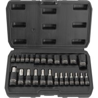TECPO Steckschlüssel-Satz T-Profil (für Torx) und E-Torx, 25-teilig