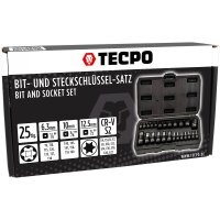 TECPO Steckschlüssel-Satz T-Profil (für Torx) und E-Torx, 25-teilig