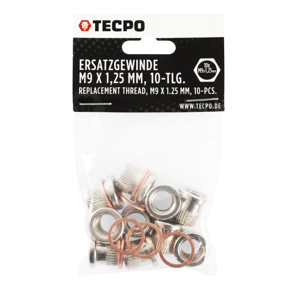 TECPO Ersatzgewinde M9x1.25 für Bremsgewinde-Reparatur-Satz