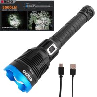 TECPO Taschenlampe 8000 Lumen, 6500K, 200m Leuchteweite,...