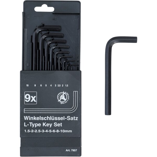 BGS DIY Innensechskant-Winkelschlüssel-Satz, 1,5 - 10 mm, 9-tlg.