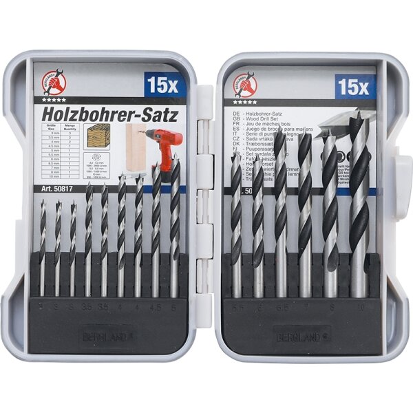 BGS DIY Holzbohrer Satz | 3-10 mm | 15-teilig