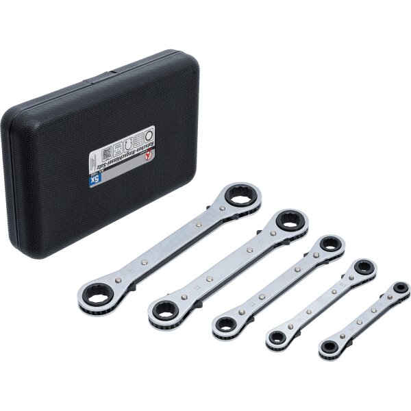BGS DIY 12-kant Ratschenschlüssel Satz Ratschen Ringschlüssel 5-tlg Werkzeug Set 6-22 mm