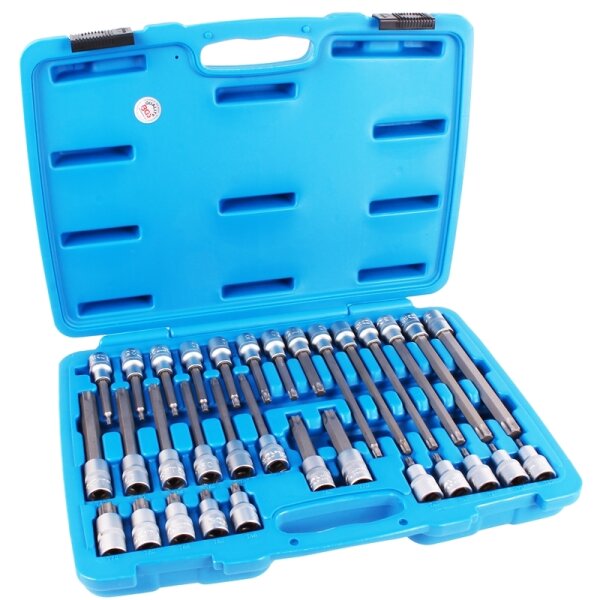 BGS Bit-Einsatz-Satz | Antrieb Innenvierkant 12,5mm (1/2") | T-Profil (für Torx) | 32-tlg.