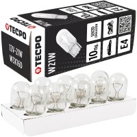 TECPO Glühbirnen Set, 12V-21W, W21W, W3X16d, 10...