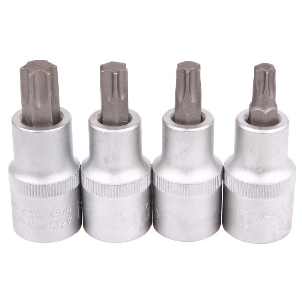 BGS Bit-Einsatz-Satz | Antrieb Innenvierkant 12,5 mm (1/2") | T-Profil (für Torx) T40 - T55 | 4-tlg.
