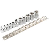 TECPO Außen Torx Steckschlüssel Satz 1/4 und 3/8 Zoll Nüsse E4-E20