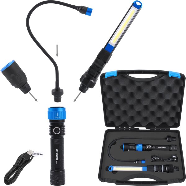 TECPO LED Arbeitslampe 3-in-1 Handlampe 350 Lumen Arbeitsleuchte magnetisch