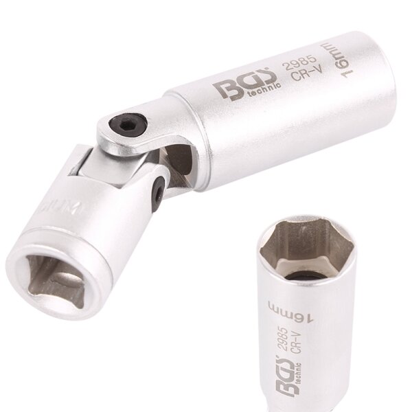 BGS Glühkerzen-Gelenk-Einsatz Sechskant | Antrieb Innenvierkant 10 mm (3/8") | SW 16 mm