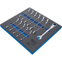 BGS Werkstattwageneinlage 2/3: Ratschenring-Maulschlüssel-Satz | abwinkelbar | SW 8 - 19 mm | 12-tlg.