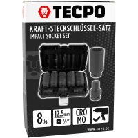 TECPO Vielzahn Nüsse für Antriebswellen 8-tlg. Schlagschrauber Nuss-Set