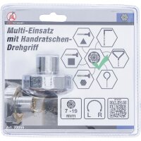 BGS DIY Multi-Einsatz mit Handratschen-Drehgriff, umschaltbar SW 7 - 19 mm