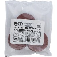 BGS Schleifblatt-Satz für Exzenterschleifer | Ø 30 mm | K 60 - 80 - 120 | 30-tlg.