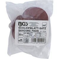BGS Schleifblatt-Satz für Exzenterschleifer | Ø 50 mm | K 60 - 80 - 120 | 30-tlg.