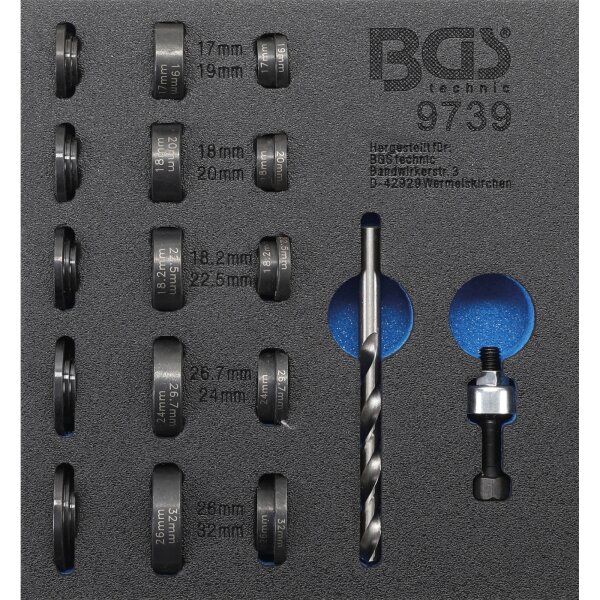 BGS Werkstattwageneinlage 1/6: Lochstanz-Satz | für Einparksensoren | Ø 17 - 32 mm