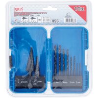 BGS Stufenbohrer- und Spiralbohrer-Satz | HSS | Ø 4 - 12 / 4 - 20 mm | 2 - 5 mm | 10-tlg.