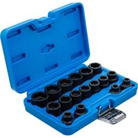 BGS Kraft-Steckschlüssel-Einsatz-Satz Sechskant, extra flach | Antrieb Innenvierkant 12,5mm (1/2") | SW 8-24mm | 17-tlg.