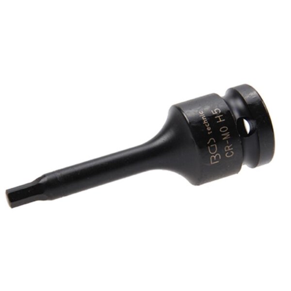 BGS Kraft-Bit-Einsatz | Länge 75mm | Antrieb Innenvierkant 12,5mm (1/2") | Innensechskant 5mm